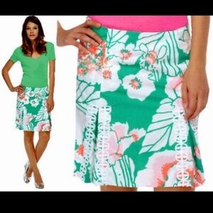 Lilly Pulitzer Roslyn Skirt “Take It Even Higher” Floral Lace Jade Green Size 6